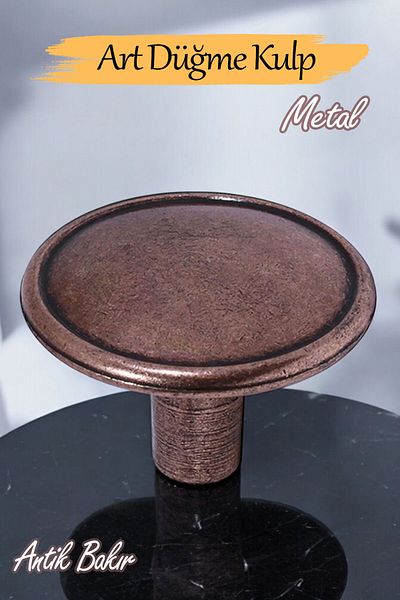 Badem10 Buton de artă din metal antic din cupru - Mâner dulap sertar pentru mobilier și bucătărie