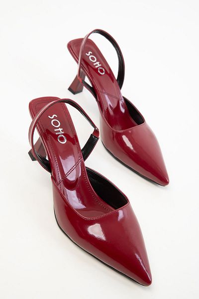 SOHO Klassische Damenschuhe mit Absatz aus bordeauxrotem Lackleder 20430