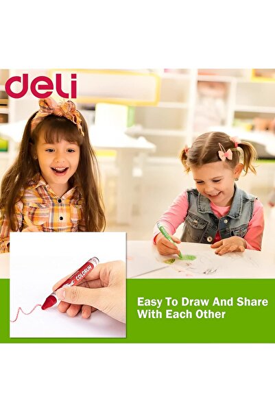 Deli أقلام تلوين، مجموعة فنية غير سامة مكونة من 12 لونًا، مجموعة أقلام تلوين للأطفال الصغار، هدايا للأولاد والبنات