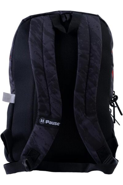 Pause Stylish Students Backpack, 17.5 Inch Size, Red/Black