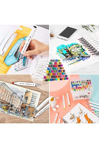 Deli Paper Alcohol-Based Ink Sketch Double Tip Marker 48 Pieces Set, Assorted
