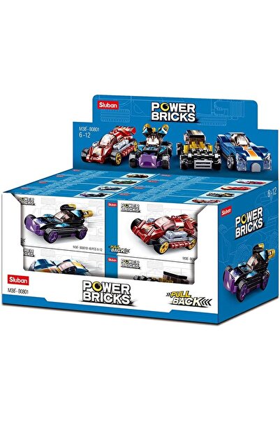 Sluban مكعبات بناء سيارة سحب للخلف من سلسلة Power Bricks (16 صندوقًا)، للأعما...