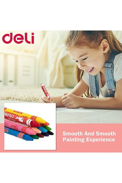 Deli Crayons, 12 Colors Non-Toxic Art Kit, Crayon Set for Toddler Children Kids, Gifts for Boys and