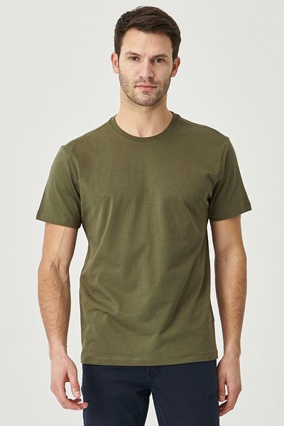 AC&Co / Altınyıldız Classics Ανδρικό T-shirt Khaki Slim Fit Crew Neck 100% βαμβακερό