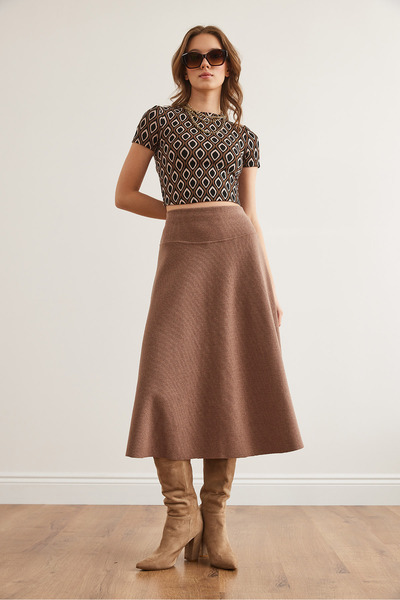 Olalook Women's Mink Waist Banded Thessaloniki Bell Skirt Etk- 19000297