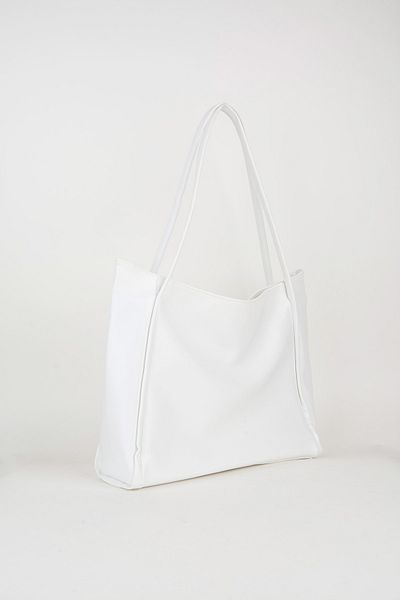 Vivaq Women's Bag White Wrinkled Faux Leather Large Size Zipper Closure Handbag and Shoulder Bag