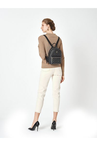 Pierre Cardin Black Monogram Women's Backpack 05Po25Y1888