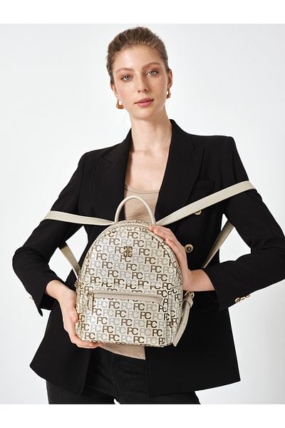 Pierre Cardin New Gold Monogram Women's Backpack 05Po25Y1888