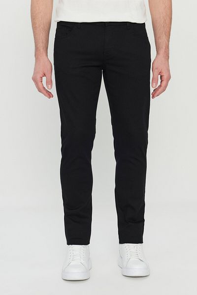 AC&Co / Altınyıldız Classics Men's Black Cotton Slim Fit Slim Fit 5 Pocket Flexible Casual Pants