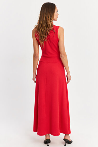 Cool & Sexy Rotes Basic-Maxikleid für Damen TF29