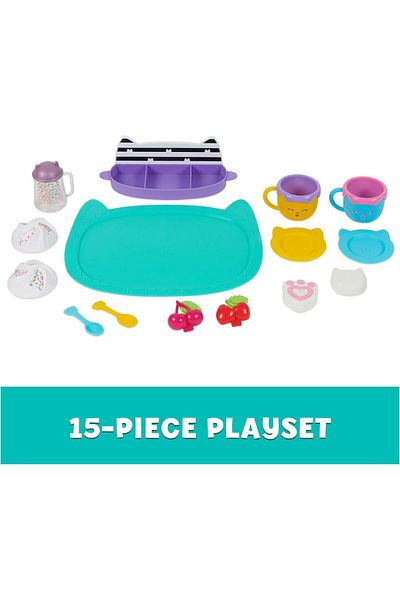 Gabby's Dollhouse Gabby’s Dollhouse, Sprinkle Party Sweet Treat Set, Pretend Play Kitchen Hot Cocoa Party Set with Fru