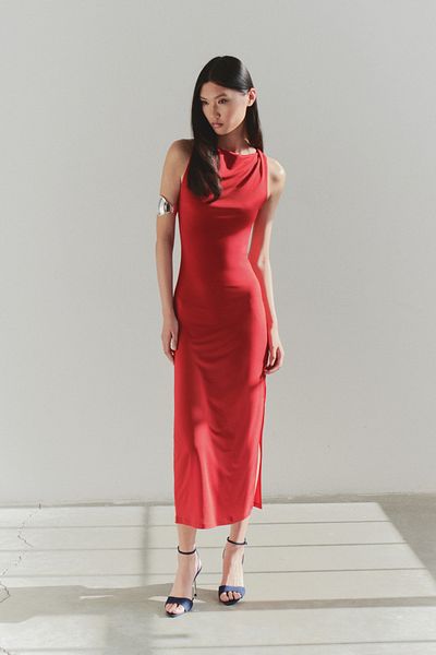 Trendyol Collection Red Stretchy Maxi Bodycon Dress - Back Detail, Limited Edition Twoss25El00484