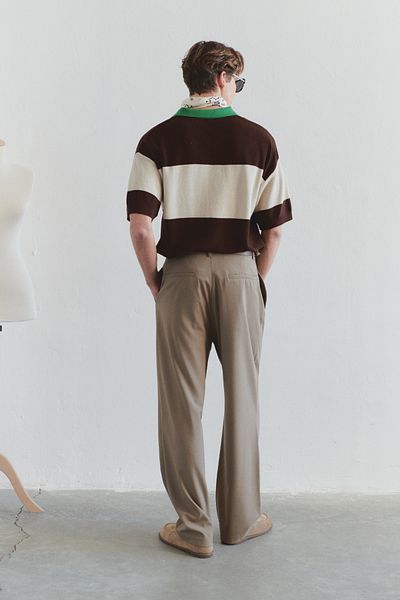 Trendyol Collection Übergroßes Strick-T-Shirt mit Farbblock-Polokragen – TMNSS25PO00037