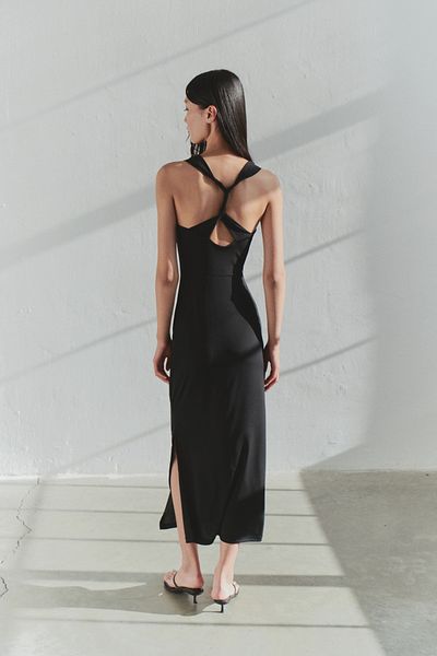 Trendyol Collection Περιορισμένης έκδοσης Μαύρο ελαστικό Maxi Bodycon Φόρεμα - Λεπτομέρεια πλάτης TWOSS25EL00484
