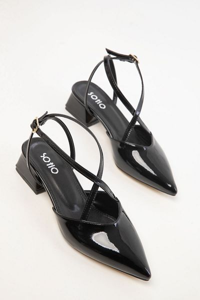 SOHO Black Patent Leather Women's Classic Heeled Shoes 20422
