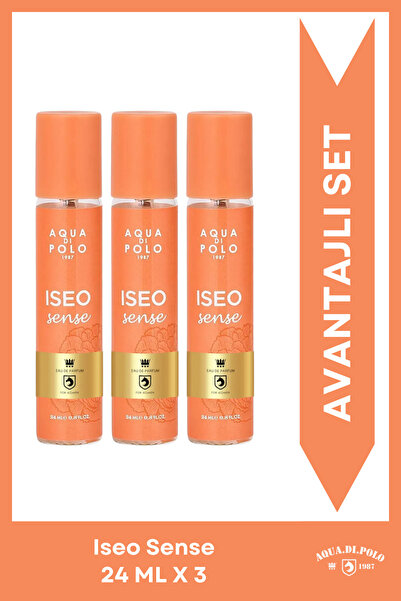 Aqua Di Polo 1987 Iseo Sense 24 ml 3'lü Çiçeksi, Meyvemsi Kadın Parfüm Seti S...