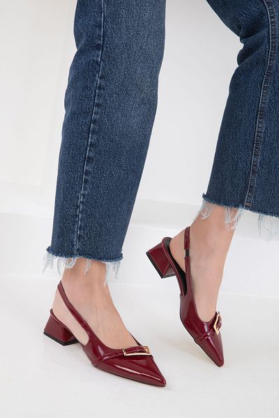 SOHO Claret Red Patent Leather Women's Classic Heeled Shoes 20429