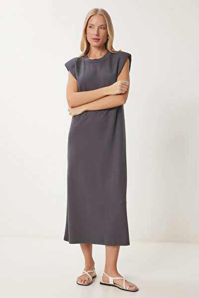 Happiness İstanbul Dámské kouřové vycpané základní letní modální šaty EJ00002