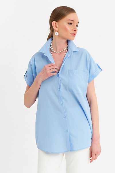 Cool & Modest Cămașă de damă Blue Basic MZER427
