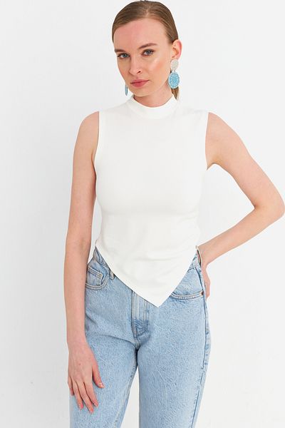 Cool & Sexy White Sleeveless Crop Blouse Zh07 Women Fashion