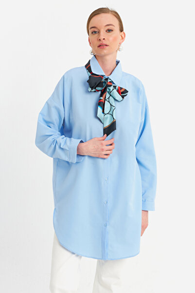 Cool & Modest Cămașă Albastră - Tunica Turul pentru femei