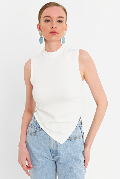 Cool & Sexy Weiße ärmellose Crop-Bluse ZH07 Damenmode