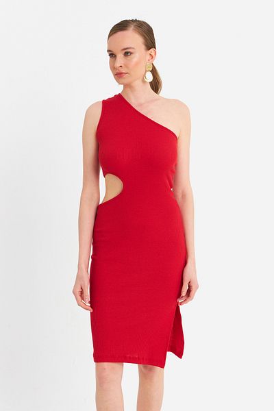 Cool & Sexy Rotes, tief ausgeschnittenes Camisole-Midikleid für Damen OR2460