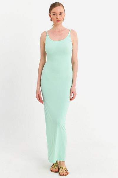 Cool & Sexy Mint Colored Women's Maxi Dress with Adjustable Straps - Men2004