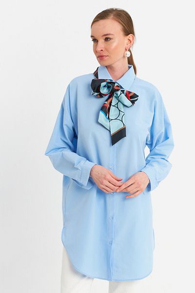 Cool & Modest Cămașă Albastră - Tunica Turul pentru femei