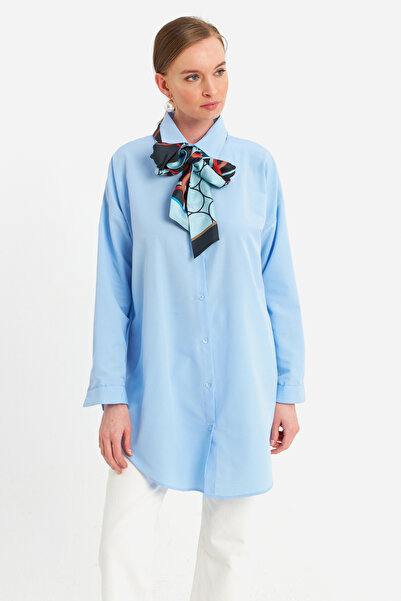 Cool & Modest Cămașă Albastră - Tunica Turul pentru femei