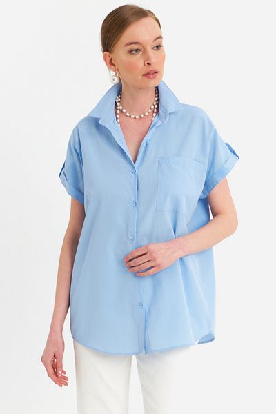 Cool & Modest Cămașă de damă Blue Basic MZER427