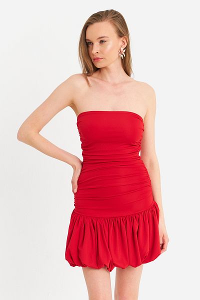 Cool & Sexy Red Mini Dress - Draped B6033 Women