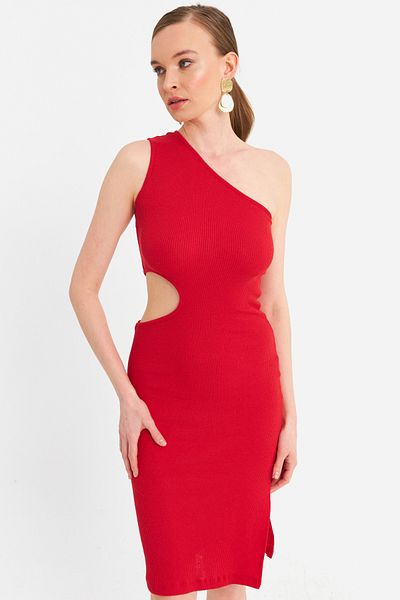 Cool & Sexy Rotes, tief ausgeschnittenes Camisole-Midikleid für Damen OR2460