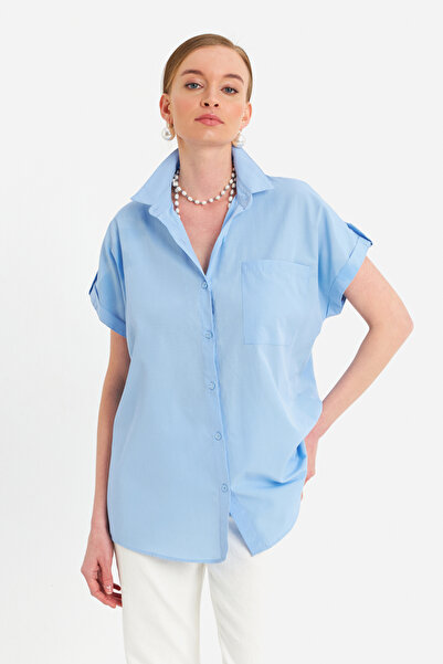 Cool & Modest Cămașă de damă Blue Basic MZER427