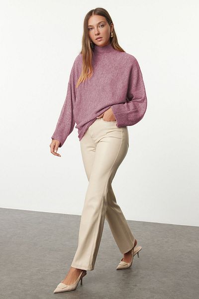 Trendyol Collection Wide Fit - Pulover din tricotaje Dusty Rose, textura moale - TWOAW20KZ1059