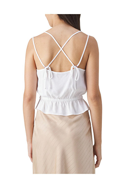 Tommy Jeans Tank Top, for Women, V-Neck, Solid Color, Embroidered Logo