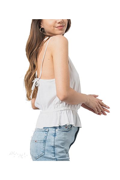 Tommy Jeans TANK FELSŐ, NŐI, V-NYAKÚ, EGYSZÍNŰ, HÍMZETT LOGO