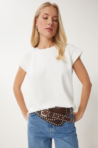 Happiness İstanbul Damen Bone Basic Strick-T-Shirt HW00017