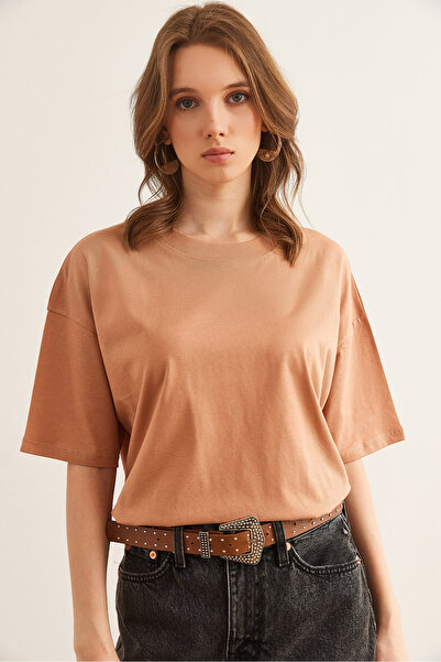 Olalook Γυναικείο βαμβακερό μπλουζάκι Camel Crew Neck TSH- 19000853