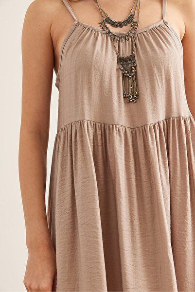 Olalook Women's Stone Strap Adjustable Piece Maxi Linen Ayrobin Dress Elb- 19002355