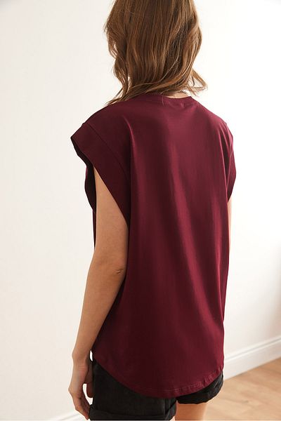 Olalook Tricou cu liliac burgundă pentru femei TSH- 19000330
