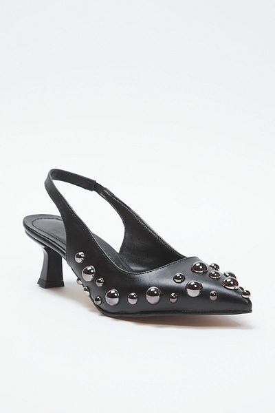 TRENDYOL SHOES Black Trok Stone Women's Kitten Heels Shoes Takss25To00088