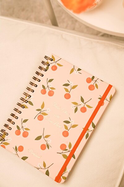 Matt Notebook A5 15x21 cm Spiralli Lastikli Kareli Tarihsiz Not Defteri Portakal Çiçeği
