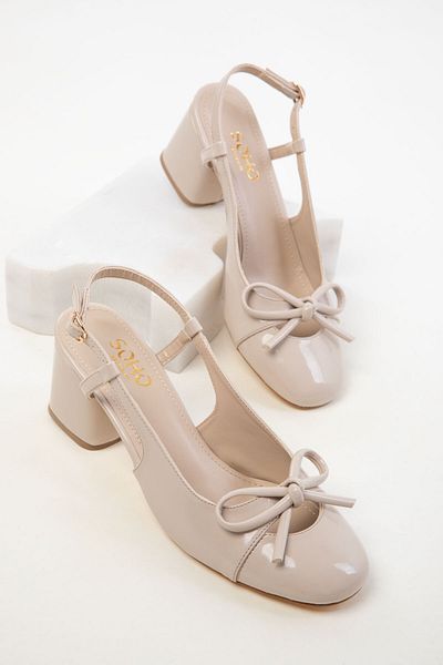 SOHO Beige Lackleder Damen Klassische Schuhe mit Absatz 20437