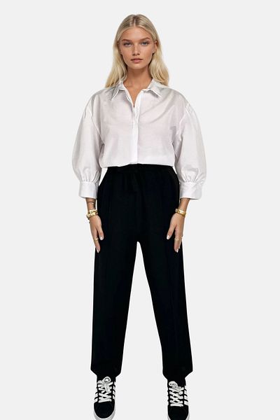 Trend Alaçatı Stili Women's Black High Waist Pre Double Pocket Linen Palazzo Pants Alc-X13775