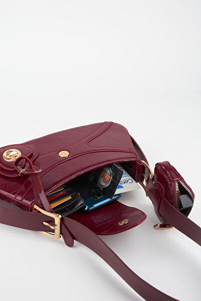 Vivaq Kadın Lotus Bordo Baget Cüzdan Tasarım Suni Deri Çıt Çıt Kapama El Ve Omuz Çantası