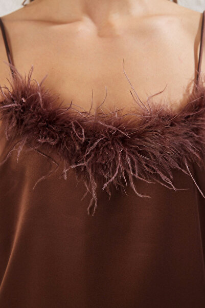 Trendyol Collection Khaki Satin Otrish Stylish Blouse Tprss25Bz00044