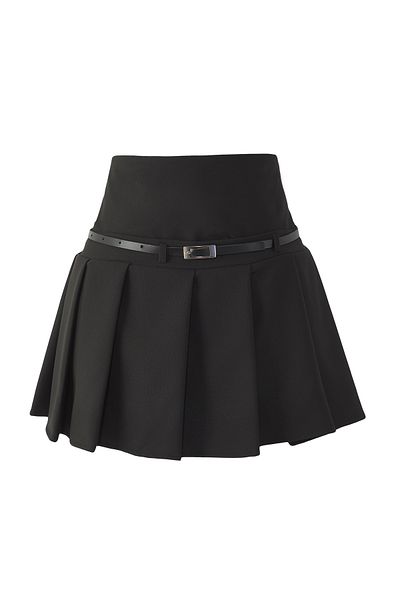 Edit by Trendyol Black Belted Pleated Mini Woven Woven Skirt Tedss25Et00005