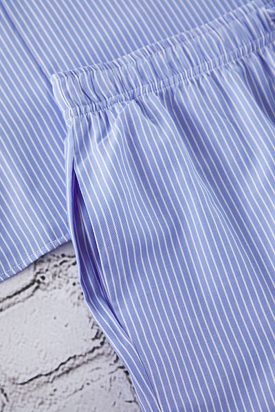 Trendyol Collection Modrá Oversize Fit Dowry Stripe Tkané pyžamo Set TMNSS25PT00064
