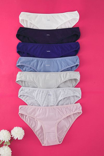 Trendyol Collection Blaue 7er-Pack klassische Baumwollstrickhöschen mit Zwiebeln THMAW25KU00030